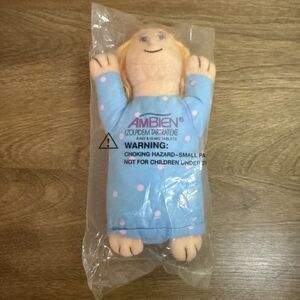 Ambien Bean Bag Plush Blonde Doll Pharmaceutical Drug Rep Promo 7" Sleepy Girl**